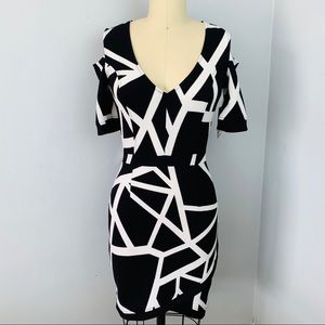 Marilyn Monroe Black and White Geometric Dress